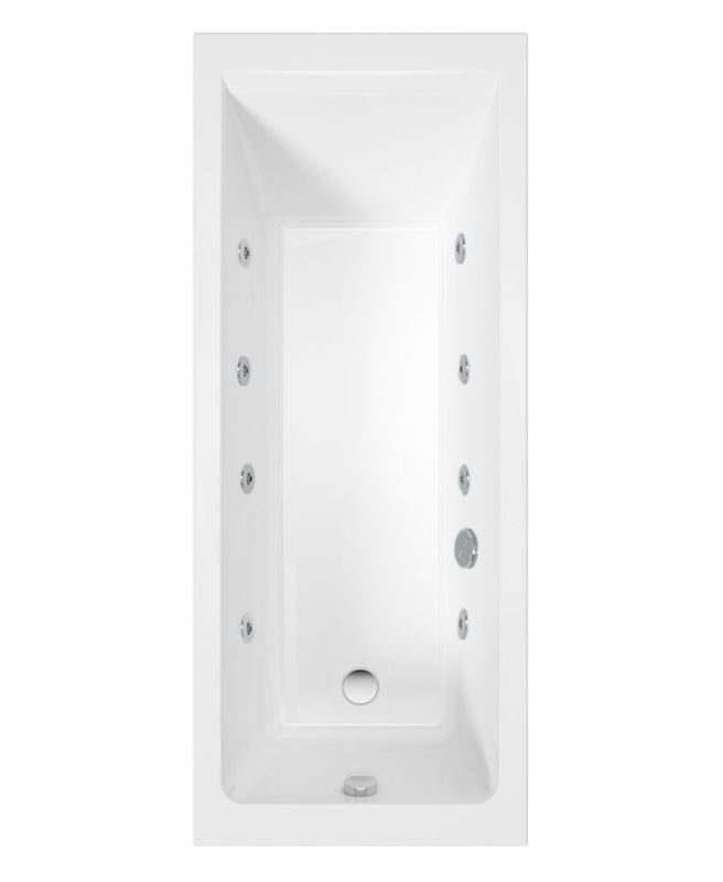 CUBO Single Ended 8 White Jet Whirlpool Bath White
