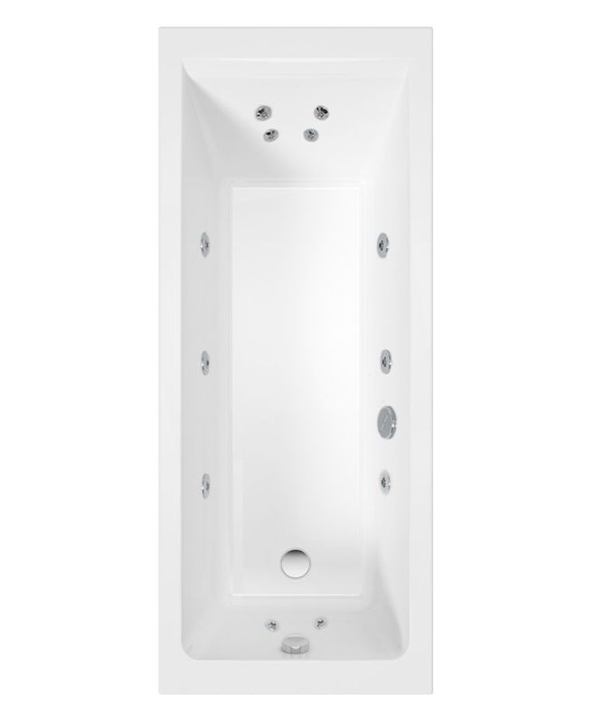 CUBO Single Ended 12 White Jet Whirlpool Bath White
