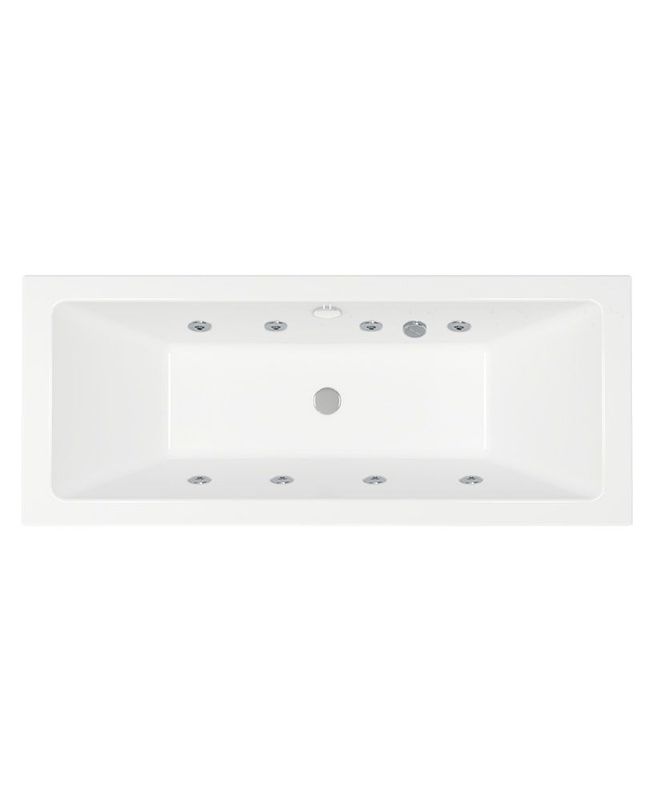 CUBO 1700x700 Double Ended 8 Jet Whirlpool Bath White