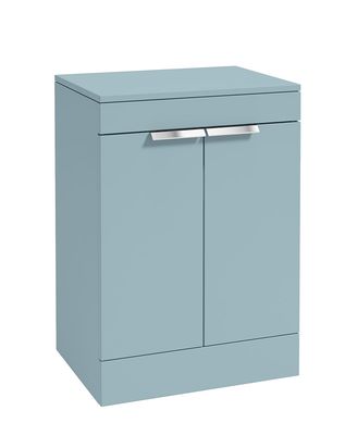 STOCKHOLM Floorstanding 60cm Two Door Countertop Unit Matt Morning Sky Blue &amp; Handles