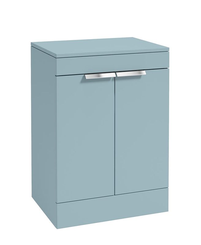 STOCKHOLM Floorstanding 60cm Two Door Countertop Unit Matt Morning Sky Blue &amp; Handles