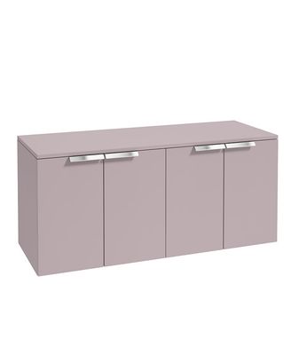 STOCKHOLM Wall Hung 120cm Four Door Countertop Unit Matt Cashmere Pink &amp; Handle