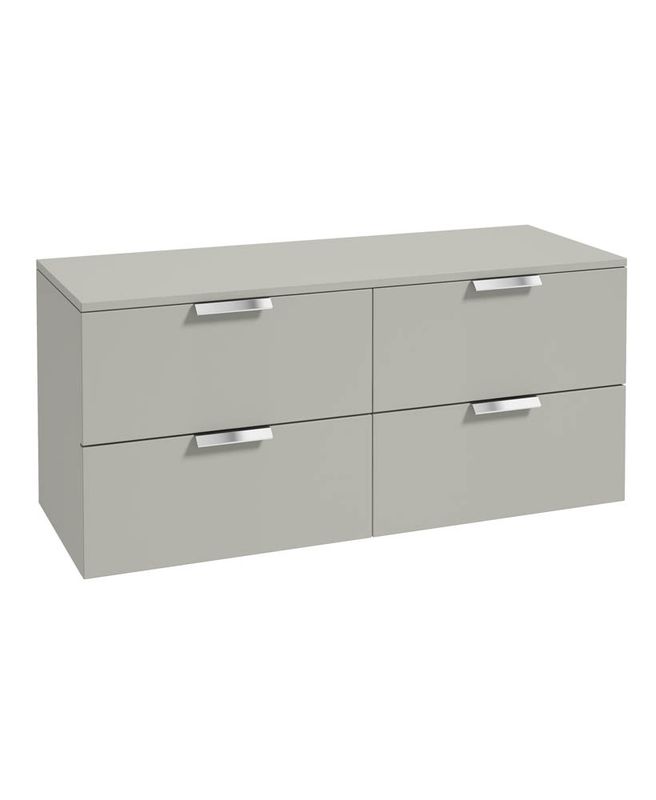 STOCKHOLM Wall Hung 120cm Four Drawer Countertop Unit Matt Arctic Grey &amp; Handles
