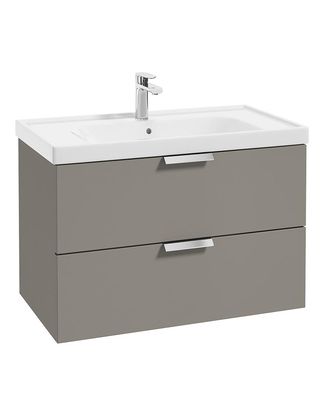 STOCKHOLM Wall Hung 80cm Two Drawer Unit Matt Khaki &amp; Handles