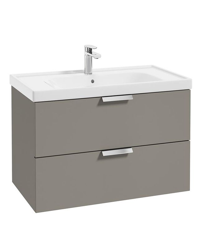STOCKHOLM Wall Hung 80cm Two Drawer Unit Matt Khaki &amp; Handles