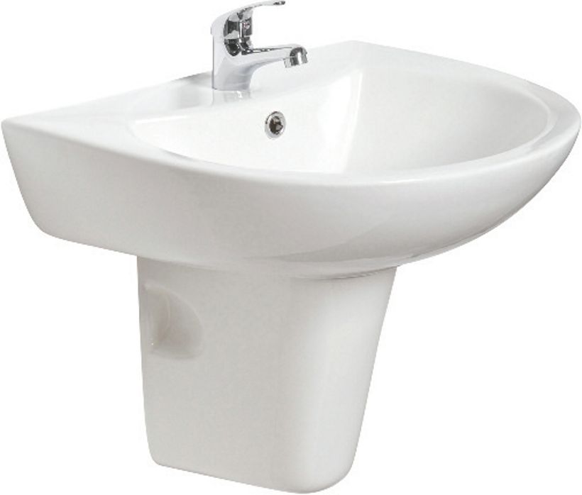 STRATA 55cm Wash Basin &amp; Semi Pedestal, Tap Holes: 1 Tap Hole