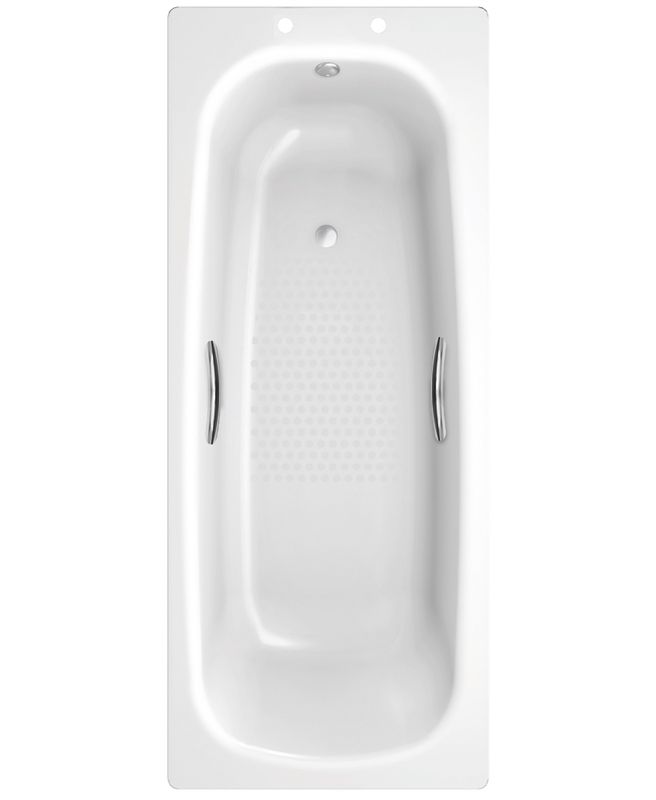 STRATA Single Ended Steel Bath With Twin Grips &amp; Anti-Slip