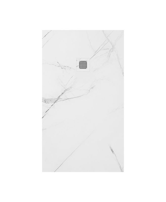 UNITY Rectangle Shower Tray White Marble &amp; Waste