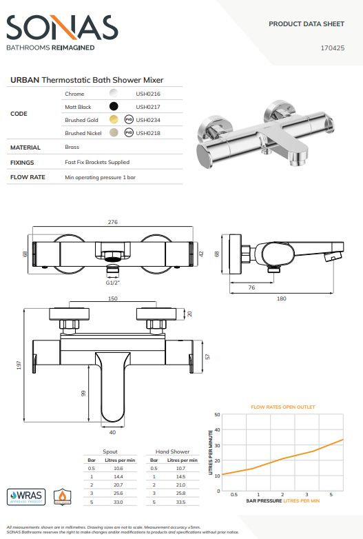 URBAN Thermostatic Bath shower Mixer