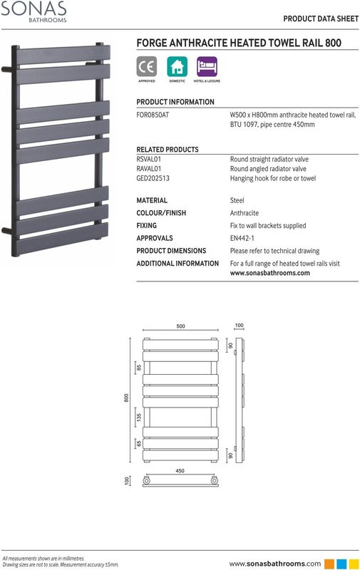 SONAS Forge Anthracite Heated Towel Rail
