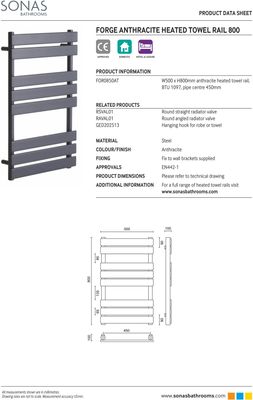 SONAS Forge Anthracite Heated Towel Rail