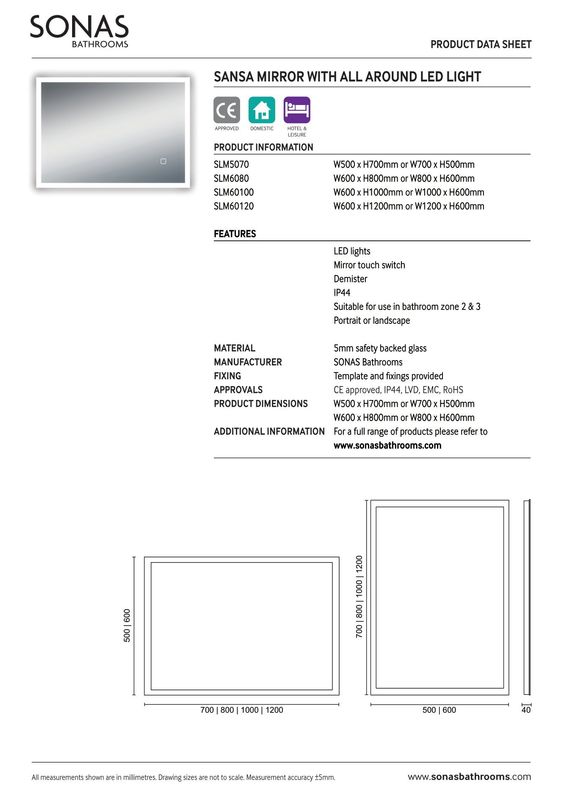 Sansa Rectangle All Round LED Mirror