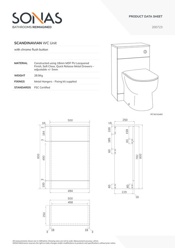 SCANDINAVIAN Gloss White Back To Wall WC Unit