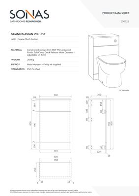 SCANDINAVIAN Gloss White Back To Wall WC Unit