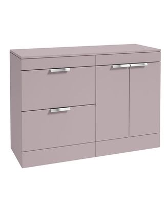 STOCKHOLM Floorstanding 120cm Two Drawer/Two Door Countertop Unit Matt Cashmere Pink &amp; Handles