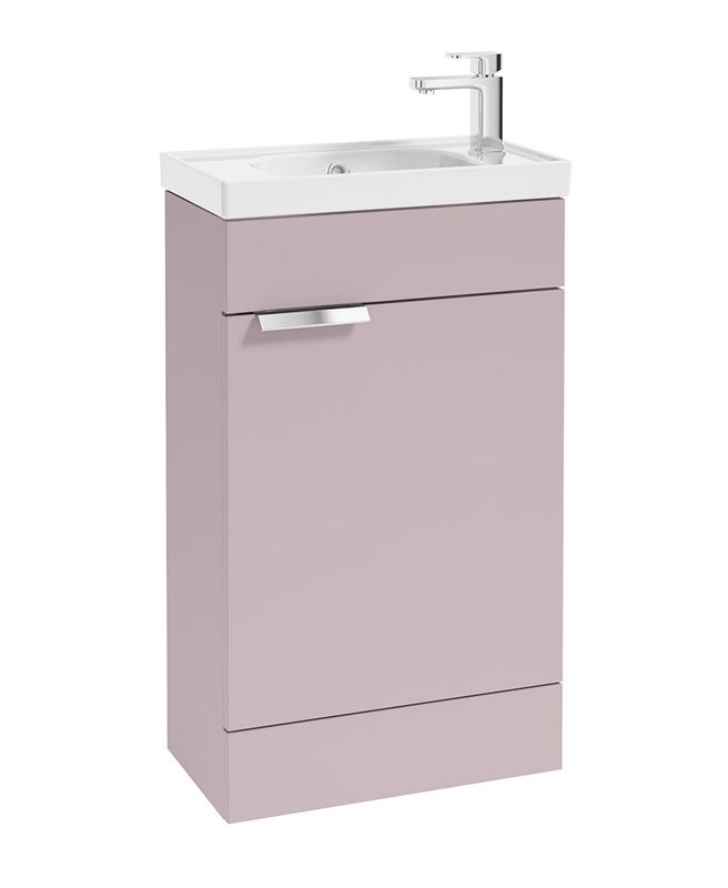 STOCKHOLM Floorstanding 50cm Single Door Cloakroom Unit Matt Cashmere Pink &amp; Brushed Handle