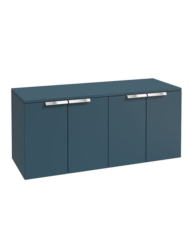 STOCKHOLM Wall Hung 120cm Four Door Countertop Unit Matt Ocean Blue &amp; Handle