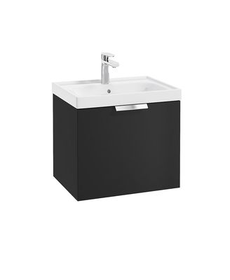STOCKHOLM Wall Hung 50cm Single Drawer Unit Matt Black &amp; Handle