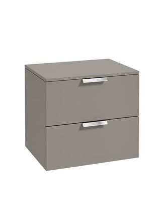 STOCKHOLM Wall Hung 60cm Two Drawer Countertop Unit Matt Khaki &amp; Handles