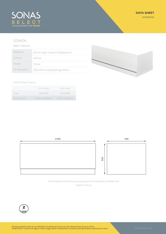 STRATA 700mm End Panel White
