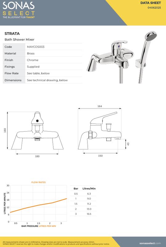 STRATA Bath Shower Mixer Chrome