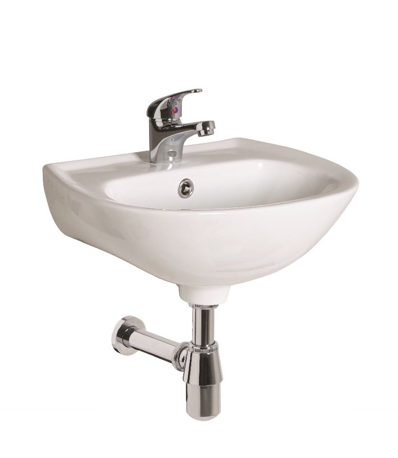 STRATA Round Fronted 45cm 1TH Cloakroom Wash Basin, Tap Holes: 1 Tap Hole