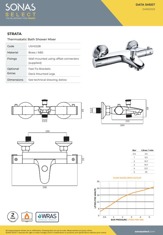 STRATA Thermostatic Bath Shower Mixer Chrome