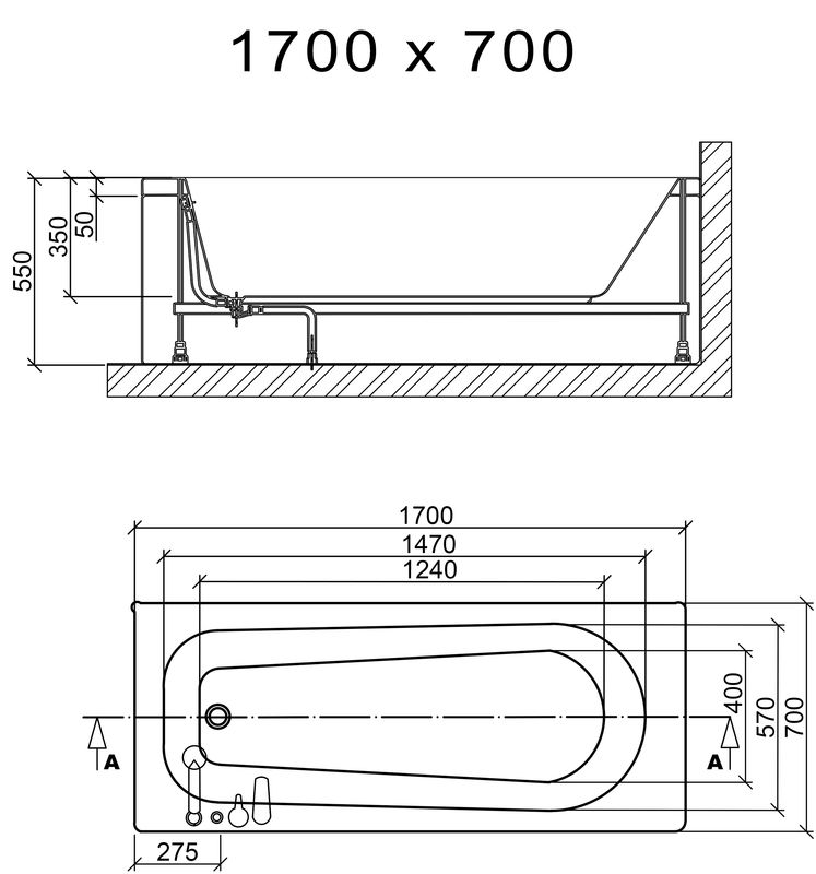 Sydney 1700x700 Round Single Ended Bath