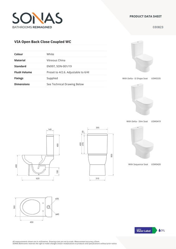 Via Open Back Closed Coupled Rimless Pan &amp; Soft Close Seat