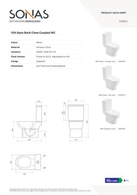Via Open Back Closed Coupled Rimless Pan &amp; Alpha Soft Close Seat