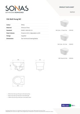 VIA Wall Hung Rimless Pan &amp; Soft Close Seat