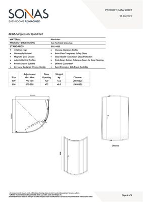 ZEBA Single Door Quadrant Chrome