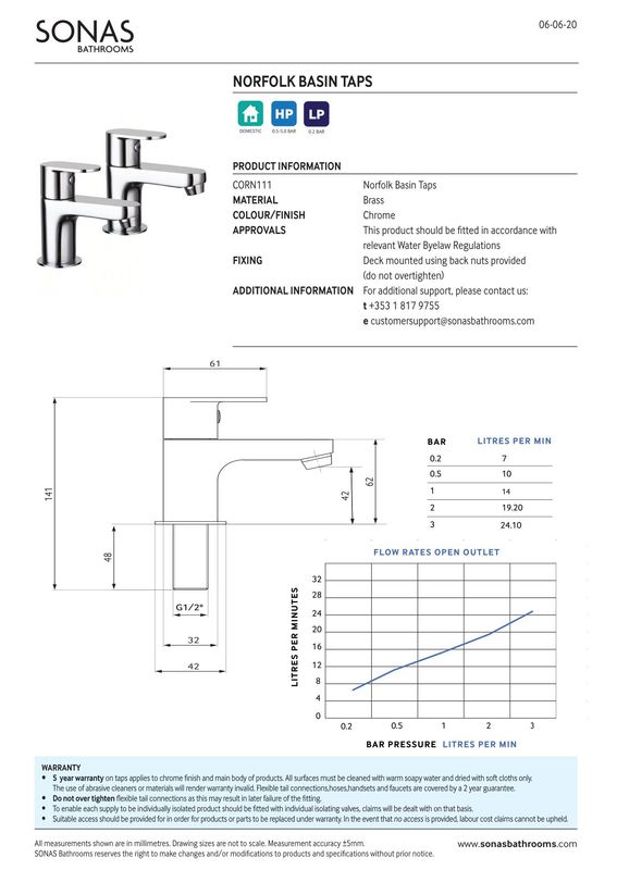 SONAS Norfolk Basin Taps Chrome