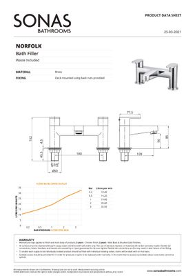 SONAS Norfolk Bath Filler Brushed Gold