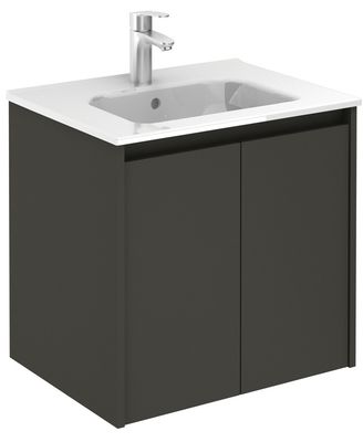 SONAS Smart 60cm Gloss Grey Wall Hung 2 Door Vanity Unit
