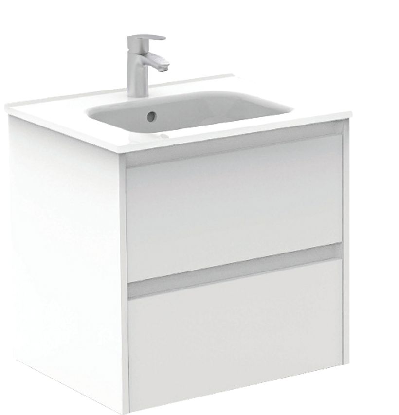 SONAS Smart 60cm Gloss White Wall Hung 2 Drawer Vanity Unit