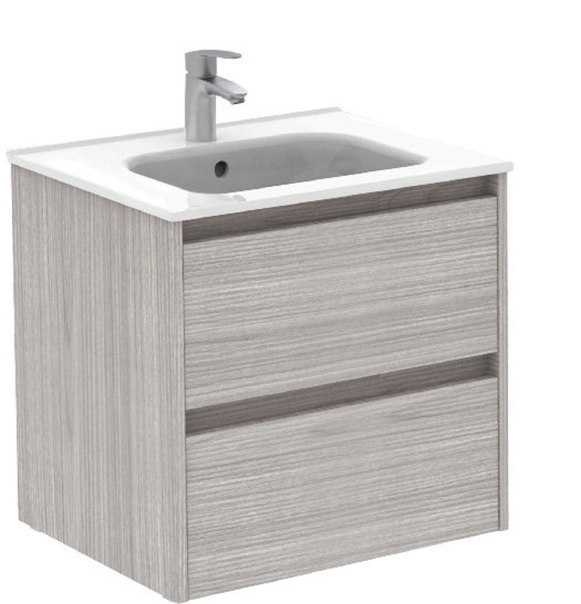 SONAS Smart 60cm Sandy Grey Wall Hung 2 Drawer Vanity Unit