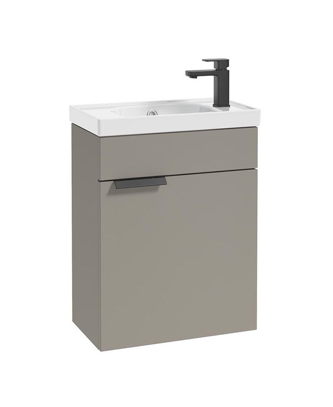 SONAS Stockholm 50cm Wall Hung Cloakroom Vanity Unit Khaki Matt- Matt Black Hardware