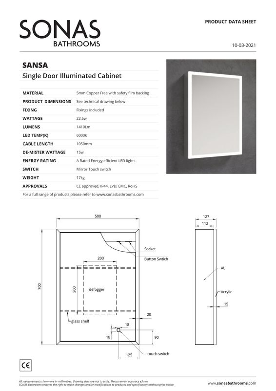 SANSA Illuminated Cabinet Single Door