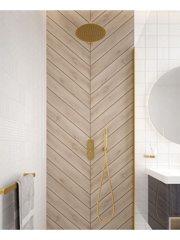 SONAS Alita Knurled Shower Set 2 Brushed Gold  - Ceiling Mounted Fixed Head