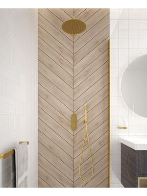 SONAS Alita Knurled Shower Set 2 Brushed Gold  - Ceiling Mounted Fixed Head