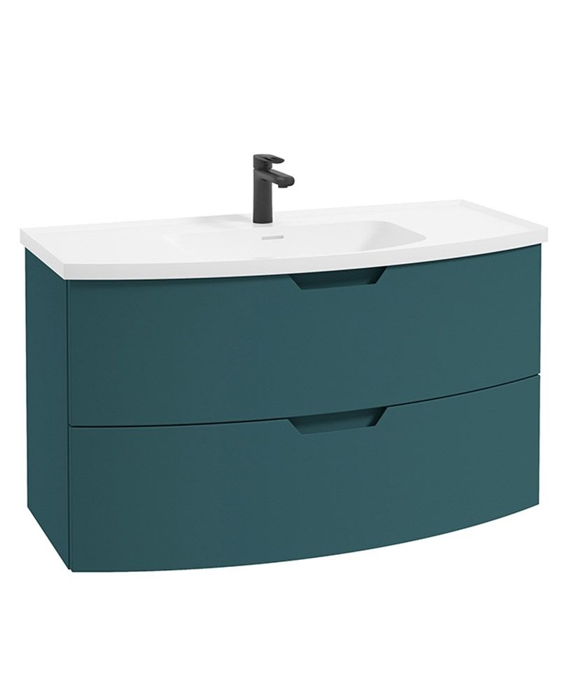 SONAS Arc 100cm Ocean Blue Matt 2 Drawer Wall Hung Vanity Unit