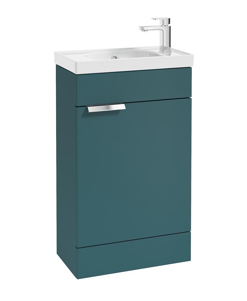 STOCKHOLM Floorstanding 50cm Single Door Cloakroom Unit Matt Ocean Blue &amp; Handle