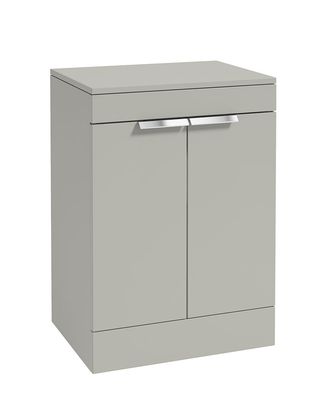 STOCKHOLM Floorstanding 60cm Two Door Countertop Unit Matt Arctic Grey &amp; Handles