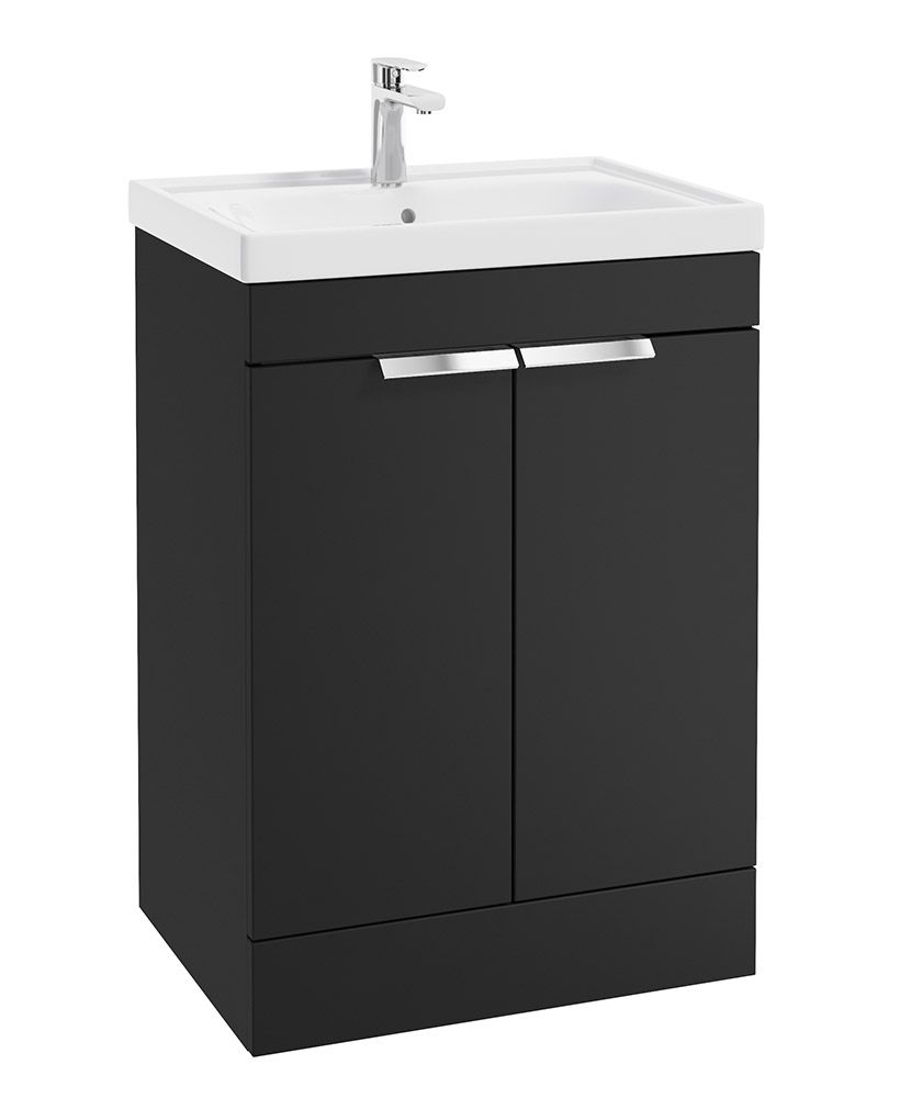 STOCKHOLM Floorstanding 60cm Two Door Unit Matt Black &amp; Handles