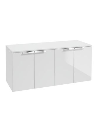 STOCKHOLM Wall Hung 120cm Four Door Countertop Unit Gloss White &amp; Handle