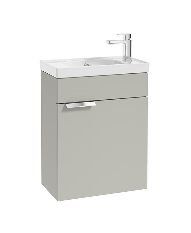 STOCKHOLM Wall Hung 50cm Single Door Cloakroom Unit Matt Arctic Grey &amp; Brushed Handle