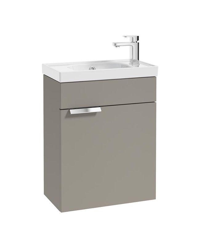 STOCKHOLM Wall Hung 50cm Single Door Cloakroom Unit Matt Arctic Grey &amp; Brushed Handle