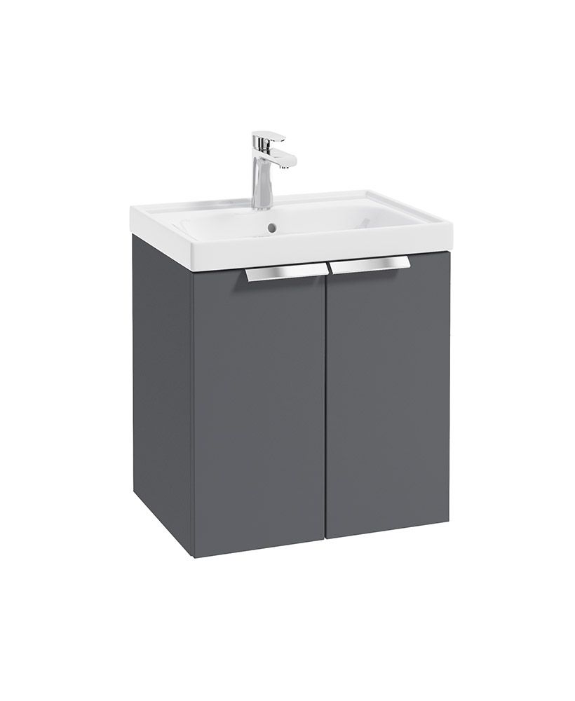 STOCKHOLM Wall Hung 50cm Two Door Unit Matt Midnight Grey &amp; Handles