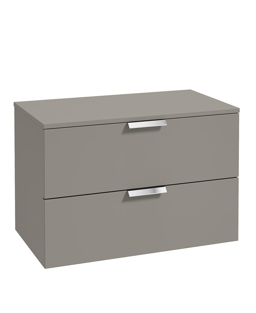 STOCKHOLM Wall Hung 80cm Two Drawer Countertop Unit Matt Khaki &amp; Handles